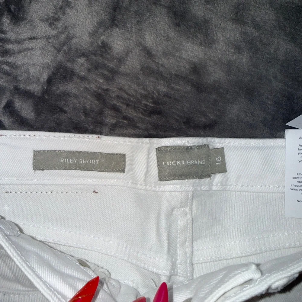 Lucky Brand‎ Riley Short Kids Girls 16 White Denim Slim Fit Stretch Frayed Hem